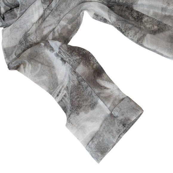 Nic + Zoe Sheer Open Jacket Grey Geometric Lightweight SZ M Casual Toile Fabric - Picture 7 of 7